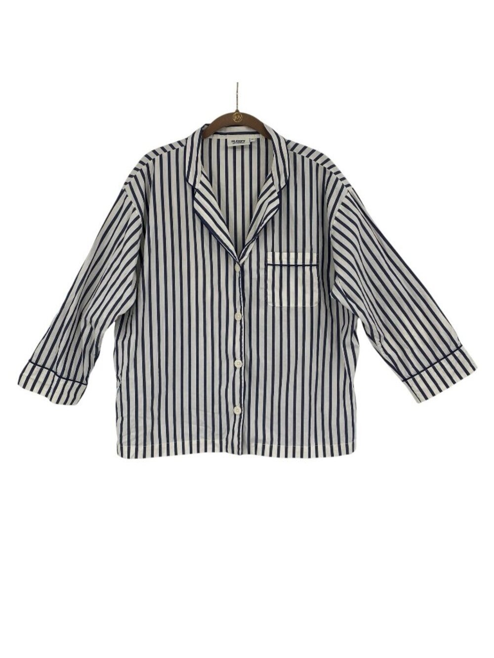 Sleepy Jones Pajama Shirt Women Size M Striped Marina Button Down Poplin